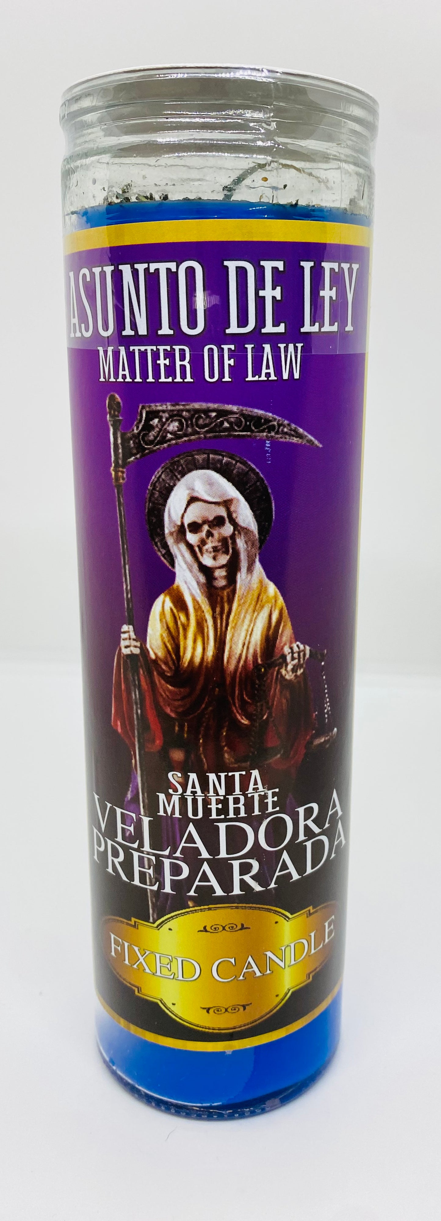 Santa Muerte Matter of Law Fixed Candle/Santa Muerte Asunto Del Ley Veladora Preparada