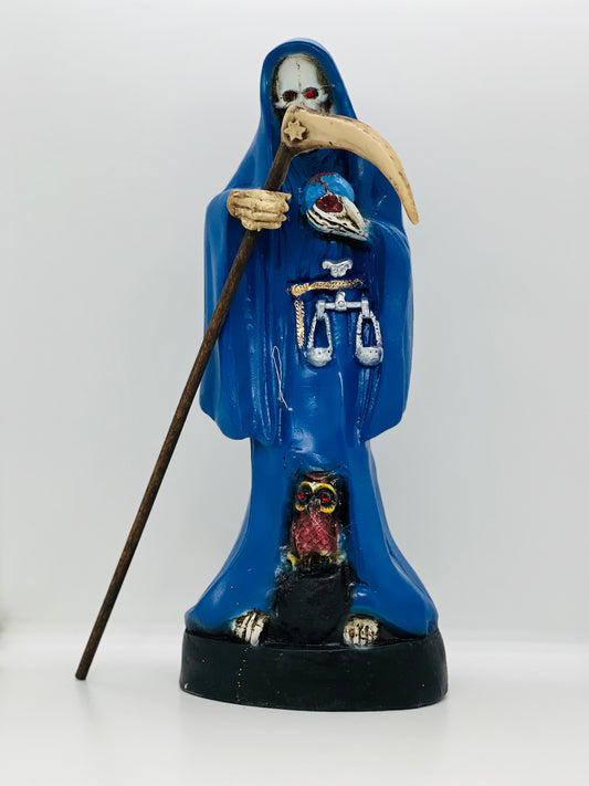 Santa Muerte Blue Robe Statue 12"
