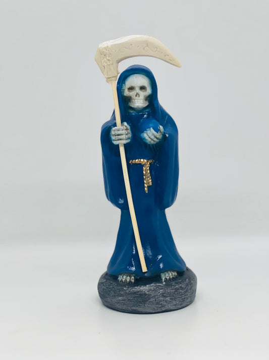 Santa Muerte Blue Robe Statue 7 inches