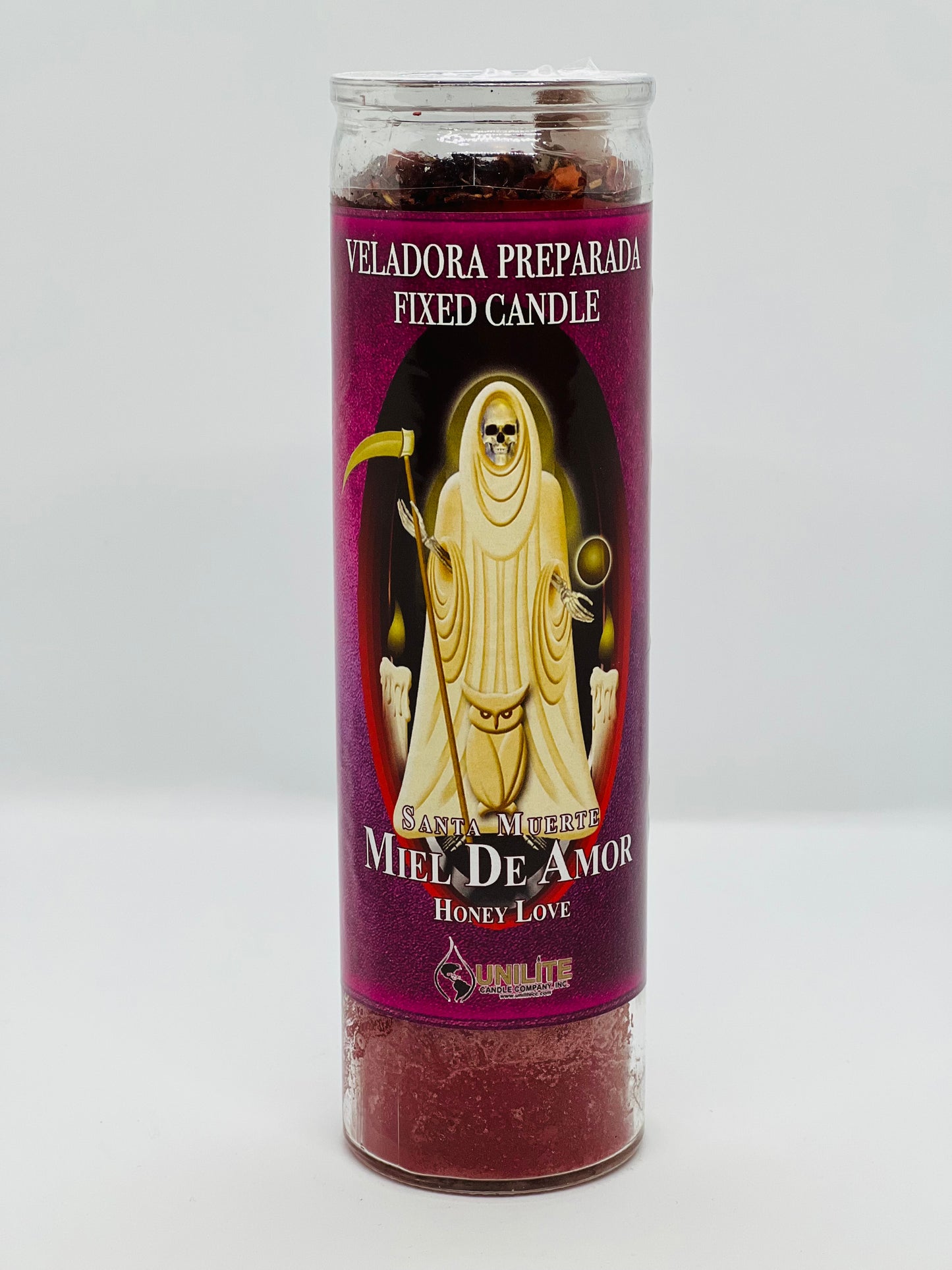 Santa Muerte Honey Love Fixed Candle/Santa Muerte Miel De Amor Veladora Preparada