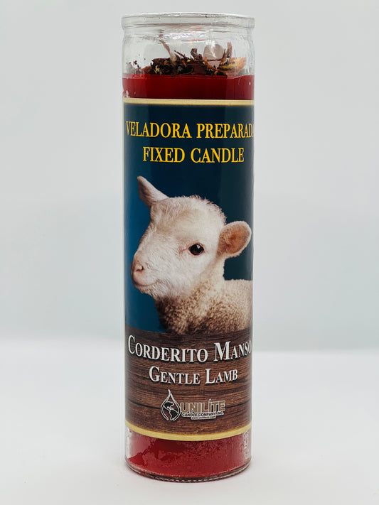 Gentle Lamb Fixed Candle/Corderito Manso Veladora Preparada