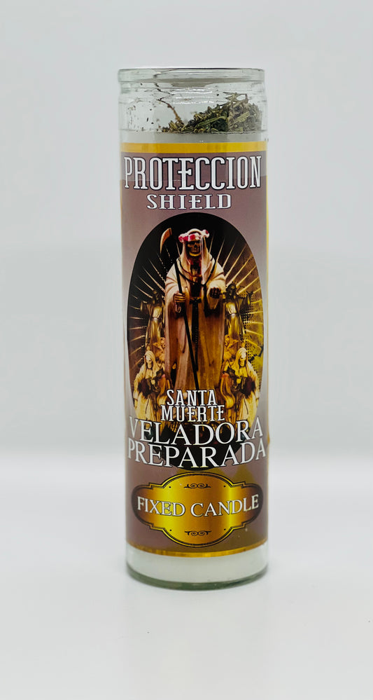 Shield-Protection Santa Muerte Candle Fixed/Santa Muerte Proteccion Veladora Preparada